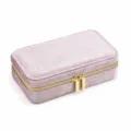 Portable velvet jewelry box organizer with gold zipper for rings earrings travel pink storage case - Taro Purple