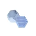 Boîte à bague hexagonale en velours bleu double fente présentoir de bijoux mariage. - Bleu clair