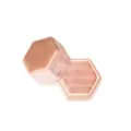 Boite a bague en velours hexagonal pour fiancailles mariage double rangement vitrine. - Rose