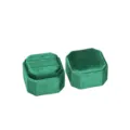 Boîte à bague octogonale en velours vert émeraude, écrin de rangement de bijoux double fente. - Bague Unique / Verdoyant
