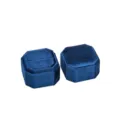 Dark blue velvet octagonal ring box set, premium jewelry storage box for engagement and weddings. - Single Ring / Dark Blue