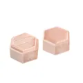 Ensemble de boîte à bagues hexagonale en velours rose, écrin élégant pour mariage et fiançailles. - Boîte à trois bagues / Rose