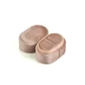 Boîte à bague ovale en velours double fente écrin de rangement bijoux taupe élégant. - Bague Unique / Beige