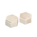 Boîte à bague hexagonale en velours champagne étui de rangement élégant écrin de mariage - Boîte à trois bagues / Champagne