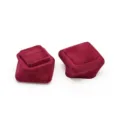 Mini velvet ring box travel portable small jewelry gift box for ring storage and wedding display - Rotating Base Square Box / Burgundy