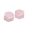 Boîte à bague en velours rose lot de deux, écrin de présentation bijoux hexagonale - Boîte à trois bagues / Rose