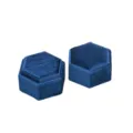 Boîte à bague hexagonale en velours bleu variante, boîte d'emballage de bijoux en velours chic. - Boîte à trois bagues / Bleu foncé