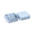 Caja de joyería de terciopelo azul claro cuadrada estuche organizador para anillos collares - Caja de collar cuadrada redondeada / Azul claro