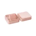 Caja de joyería cuadrada de terciopelo rosa con tapa, organizador elegante para anillos y aretes. - Caja de collar cuadrada redondeada / Rosa