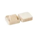 Caja de joyería de terciopelo champán, diseño cuadrado con inserto para collares. - Caja de collar cuadrada redondeada / Beige