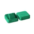 Joyero de terciopelo verde, caja de almacenamiento cuadrada para collar con tapa e inserción. - Caja de collar cuadrada redondeada / Verde