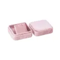 Caja de joyas de terciopelo rosa cuadrada redondeada con soporte para collares. - Caja de collar cuadrada redondeada / Rosa