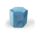 Scatola per anelli esagonale in velluto blu per proposta, portagioie vintage SKU - Anello Singolo Esagonale / 50x44x45mm / G82
