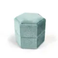 Scatola per anello in velluto esagonale blu petrolio vintage custodia per gioielli - Anello Singolo Esagonale / 50x44x45mm / G83