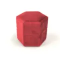Scatola per anelli in velluto esagonale vintage portagioie rosso per proposta di matrimonio - Anello Singolo Esagonale / 50x44x45mm / G85