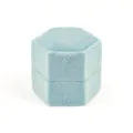 Light blue hexagonal velvet ring box for engagement and wedding jewelry storage presentation. - Hexagonal Single Ring / Light Blue