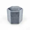 Porta anelli esagonale in velluto grigio, scatola portagioie vintage per proposta di matrimonio. - Anello Singolo Esagonale / 50x44x45mm / G104