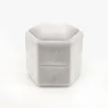 Hexagonal velvet ring box for proposal wedding jewelry storage, premium grey velvet finish. - Hexagonal Single Ring / Silver White