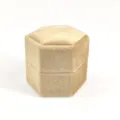 Champagne velvet hexagonal ring box, vintage engagement jewelry storage display box. - Hexagonal Single Ring / Champagne Gold