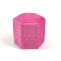 Scatola per anelli esagonale in velluto rosa per proposta, astuccio vintage fidanzamento. - Anello Singolo Esagonale / 50x44x45mm / IS41