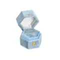 Boîte à bague hexagonale en velours bleu clair, élégant étui à rabat avec fermoir dor. - Bleu clair