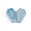 Light blue velvet coffin jewelry box gothic necklace earring storage organizer showcase - G80 Necklace Boxes / Light Blue