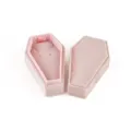 Pink velvet coffin jewelry box, cute spooky ring and necklace organizer storage holder. - G86 Necklace Boxes / Pink