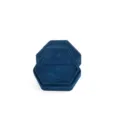 Boîte à bague en velours hexagonal bleu foncé, écrin de bijoux de mariage pour fiançailles. - Bague Unique / Bleu