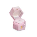 Pink velvet hexagonal ring box for proposal, engagement, and wedding ring storage. - Pink