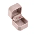 Caja de anillos de terciopelo hexagonal con expositor de anillos de compromiso para joyeria fina. - Caja de Anillos Estilo Sándwich (G86) / Rosa