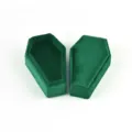 Green velvet coffin jewelry box, gothic Halloween ring and earring storage organizer. - G116 Necklace Boxes / Dark Green