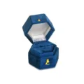 Blue velvet hexagonal ring box for engagement and proposal, elegant jewelry storage case. - Blue