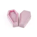 Pink velvet coffin jewelry box for gothic rings and necklaces storage and display. - G118 Necklace Boxes