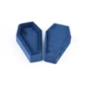 Blue velvet coffin jewelry box, spooky Halloween ring and necklace storage organizer for gothic gifts. - G119 Necklace Box