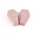 Boîte à bague cercueil en velours rose pour rangement de bijoux d'Halloween et gothique. - Boîtes à bagues G86 / Rose