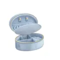 Boîte à Bijoux en Velours Bleu Ovale Portable Voyage Bague Collier Boucle d'Oreille Organisateur - Bleu clair