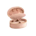 Boite a bijoux en velours portable avec fermeture eclair pour bagues et boucles d'oreilles. - Rose