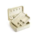 Boite a bijoux double couche en velours organiseur de voyage portable pour bagues beige - Beige