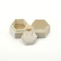 Caja de joyas hexagonal de terciopelo champán con inserto para collares almacenamiento. - Caja de Collar Colgante Hexagonal (G96) / Champán