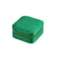 Green velvet square jewelry box portable small ring necklace storage organizer travel case - Verdant
