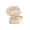 Boîte à bijoux de voyage en velours portable, beige organiseur de bague et de collier zippé. - Beige