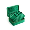 Boîte à bijoux en velours vert double couche organisateur de rangement portable pour bagues. - Vert