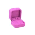 Rosa Samt Schmuckkästchen, luxuriöser Ring- und Kettenorganizer für edle Geschenke. - Quadratische Aufbewahrungsbox mit gewölbtem Deckel / Rosa