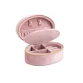 Pink velvet travel jewelry box with zipper, portable ring and necklace storage organizer case. - Pink