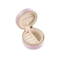Mini ronde fluwelen sieradendoos draagbare ring opbergdoos reisetui roze kleur - Roze Paars