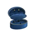 Portable dark blue velvet jewelry box with zipper, ring and necklace storage organizer. - Dark Blue
