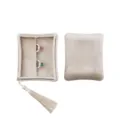 Boîte à bague velours avec pompon, étui à bijoux portable beige pour bagues et accessoires. - Style Poche (G96) / Beige
