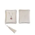 Boîte à bijoux en velours beige avec pompon étui de rangement portable pour collier bague - Style Collier (G96) / Beige