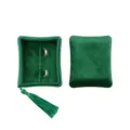 Green velvet ring box with tassel, portable jewelry storage container for rings and small items. - Pocket Style (G116)