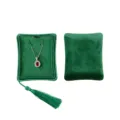 Green velvet jewelry box with tassel, portable necklace and ring storage case organizer. - Necklace Style (G116)
